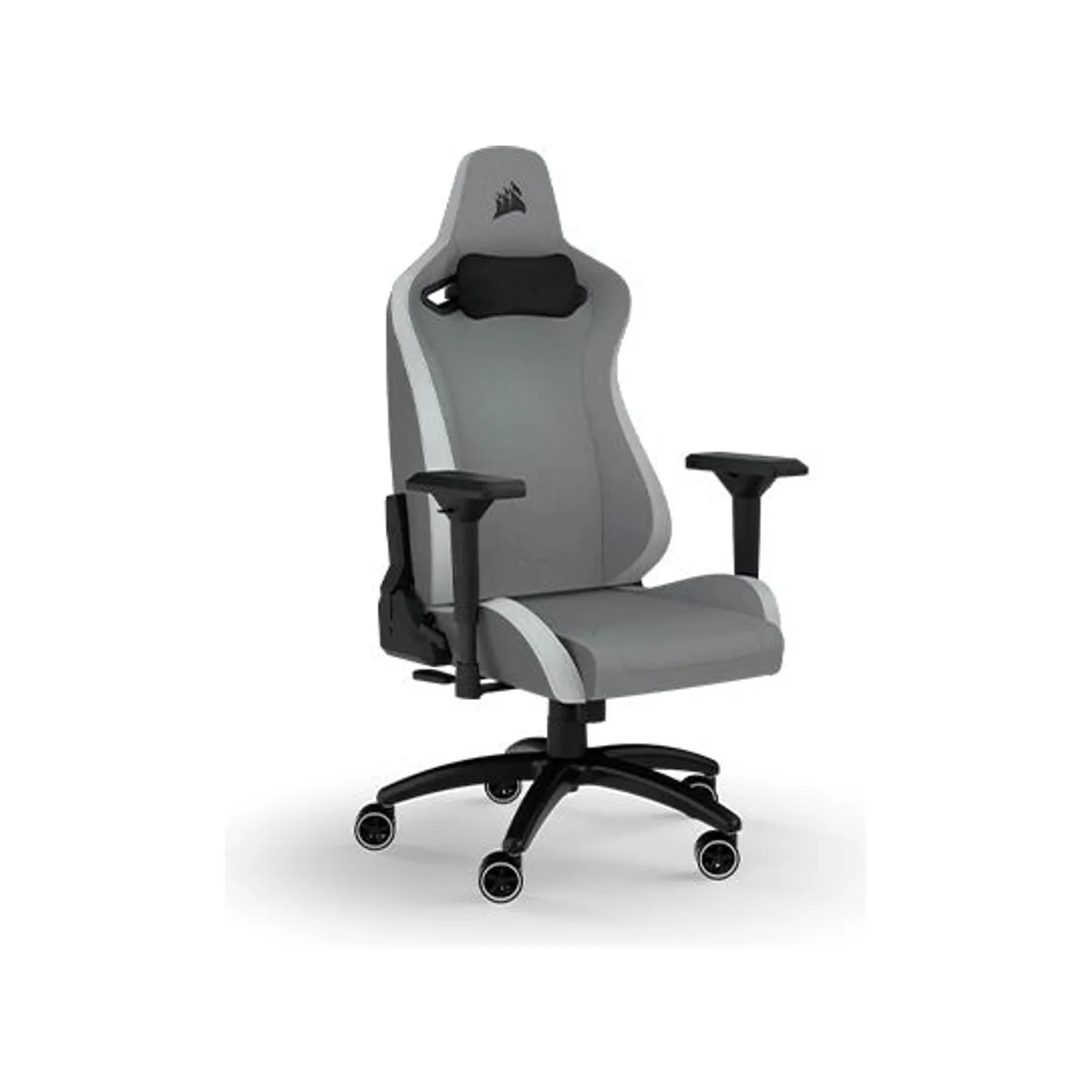 CORSAIR TC200 Plush Leatherette Gaming Chair Light Grey/White - Steel Frame, Adjustable Ergonomics - CF-9010045-WW view 2
