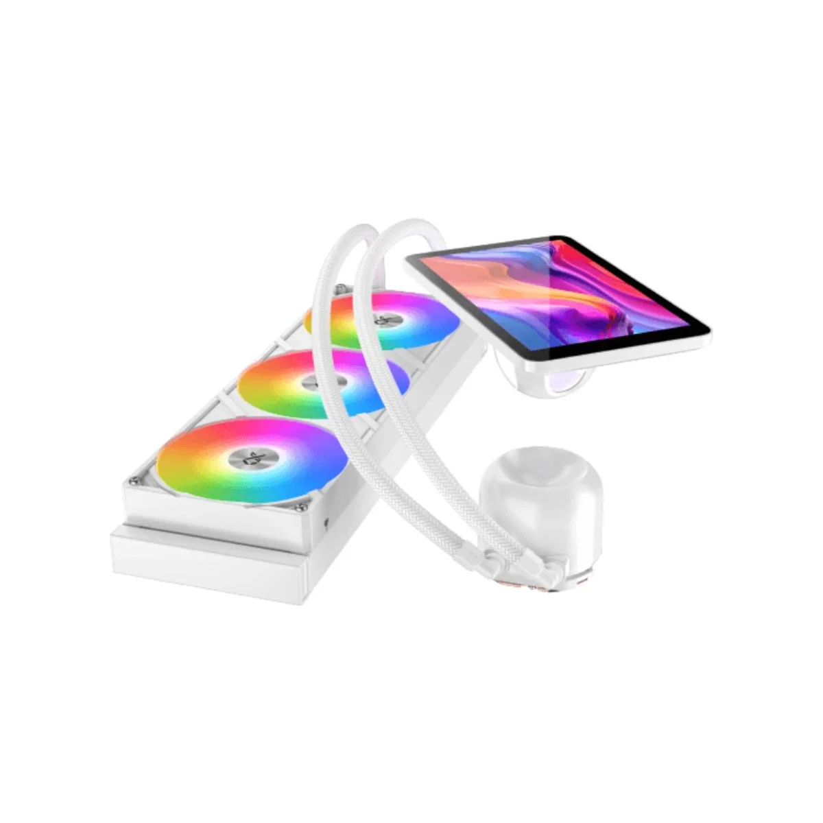 XIGMATEK Connect Pro 360 Arctic AIO Liquid Cooler (7" LCD, ARGB, 360mm Radiator) - White - EN48364 view 3