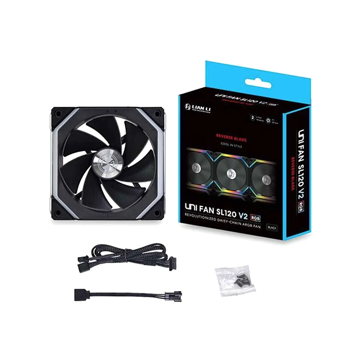 Lian Li UNI FAN SL120 V2 REVERSE BLADE Fan - Black - UF-RSL120V2-1B view 4