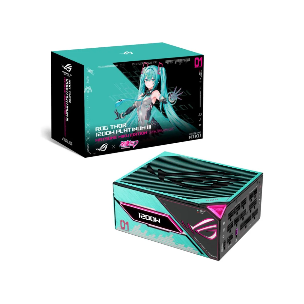 ASUS ROG Thor Platinum III Fully Modular 1200W ATX 3.1 Power Supply (80+ Platinum, PCIe 5.1, Hatsune Miku Edition, Black) | 90YE00V6-B0NA00