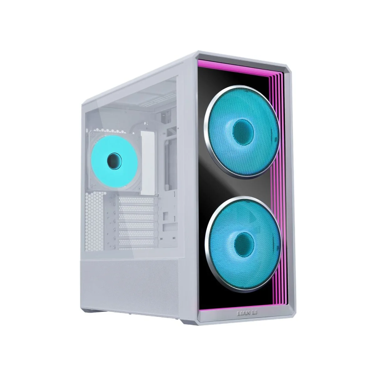 LIAN LI LANCOOL 217 Tempered-Glass Infinity Mirror Airflow Mid-Tower E-ATX Gaming Case - White 3 RGB Fans Included – G99.LAN217INFW.00