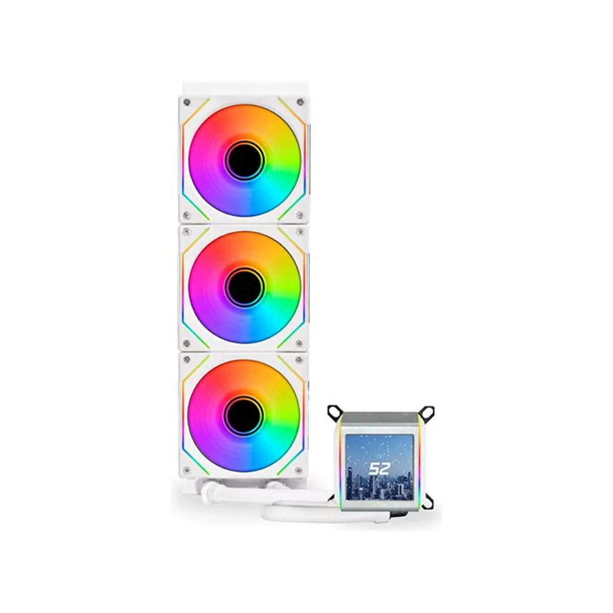 LIAN LI Galahad II LCD Performance AIO RGB 360mm Liquid CPU Cooler with SL-Infinity Fans - White - GA2ALCD36INW view 2