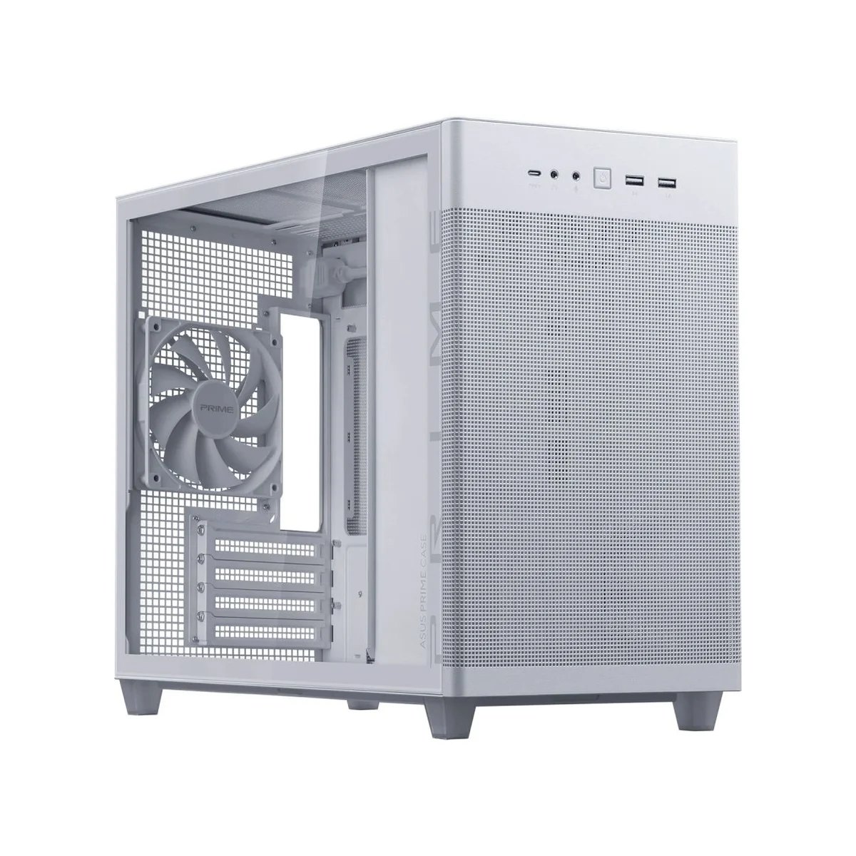 ASUS Prime AP201 Tempered Glass Small Tower ATX Gaming Case - White – 90DC00G3-B39010