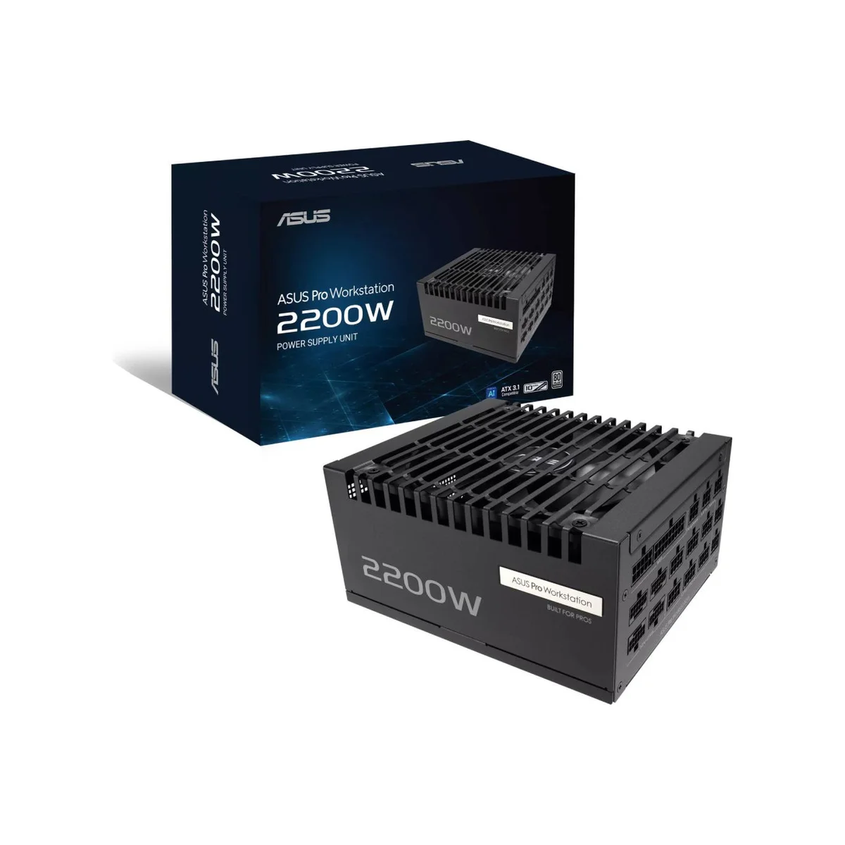 ASUS Pro WS 2200W Fully Modular 2200W ATX 3.1 Power Supply (80+ Platinum, PCIe 5.1, Low-Noise, Black) | 90YE00Z1-B0NA00