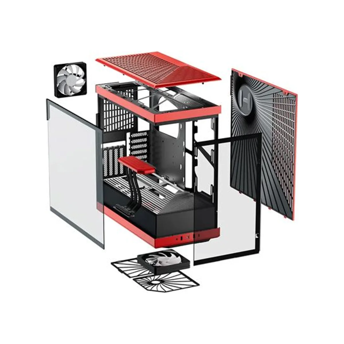HYTE Y40 Panoramic Glass PCIe 4.0 Riser 4-Slot Vertical GPU Mid-Tower ATX Gaming Case - Black/Red – CS-HYTE-Y40-BR view 5