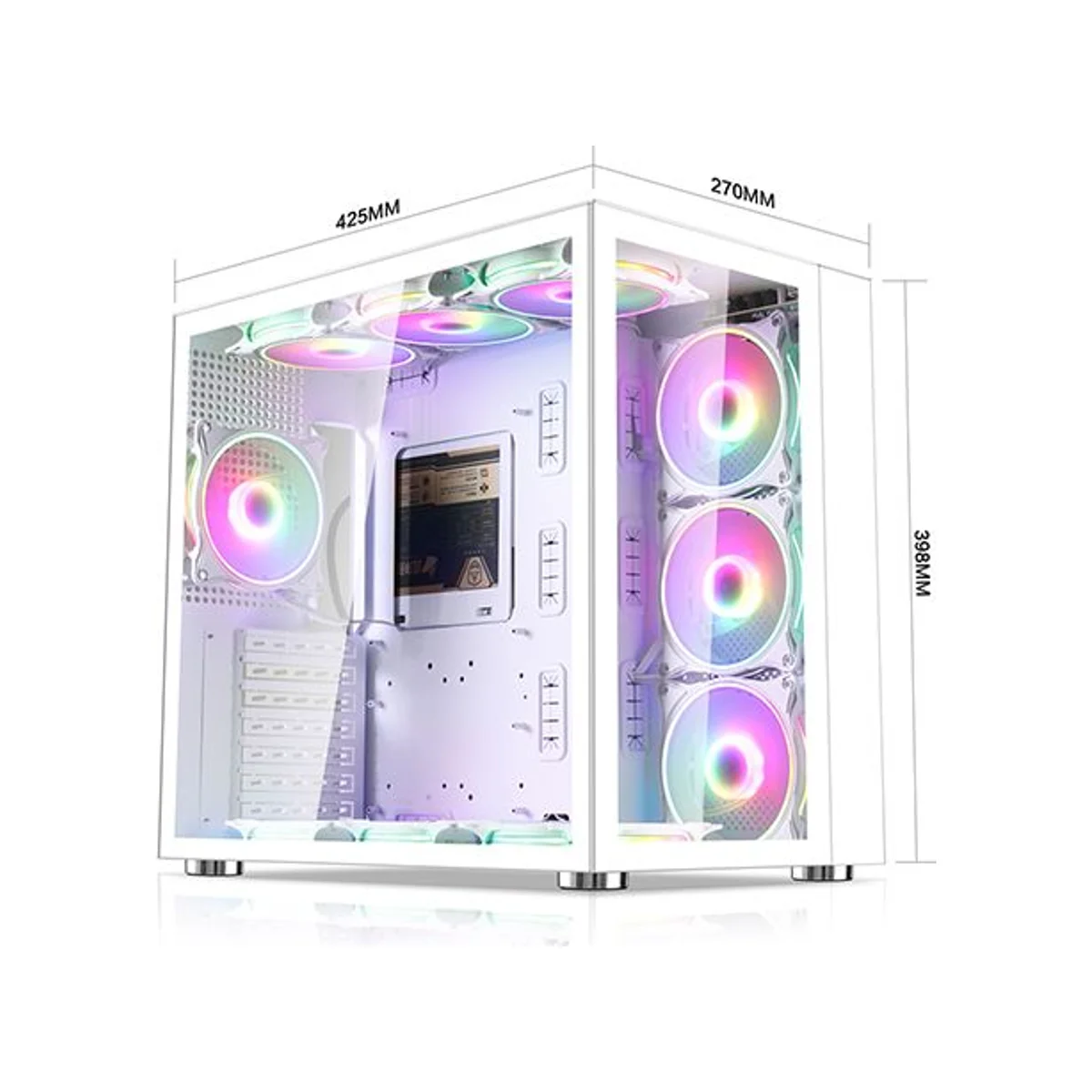 Xander Neptune Tempered Glass ATX Gaming Case - White - WCA0016 view 4