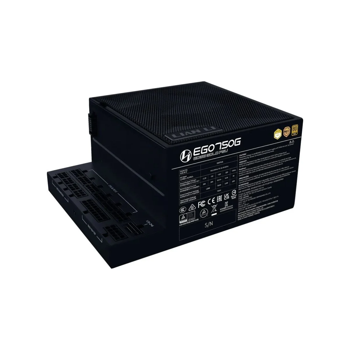 Lian Li EDGE GOLD Fully Modular 750W ATX 3.1 Power Supply (80+ Gold, PCIe 5.1, Low-Noise, Black) | EG0750G-B view 2