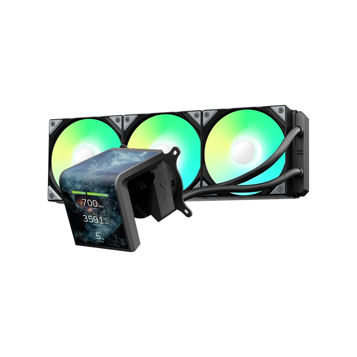 TRYX PANORAMA SE ARGB 360 Rotatable AMOLED Screen CPU Liquid Cooler - Black - L-P360L-AM3M-G0K view 6