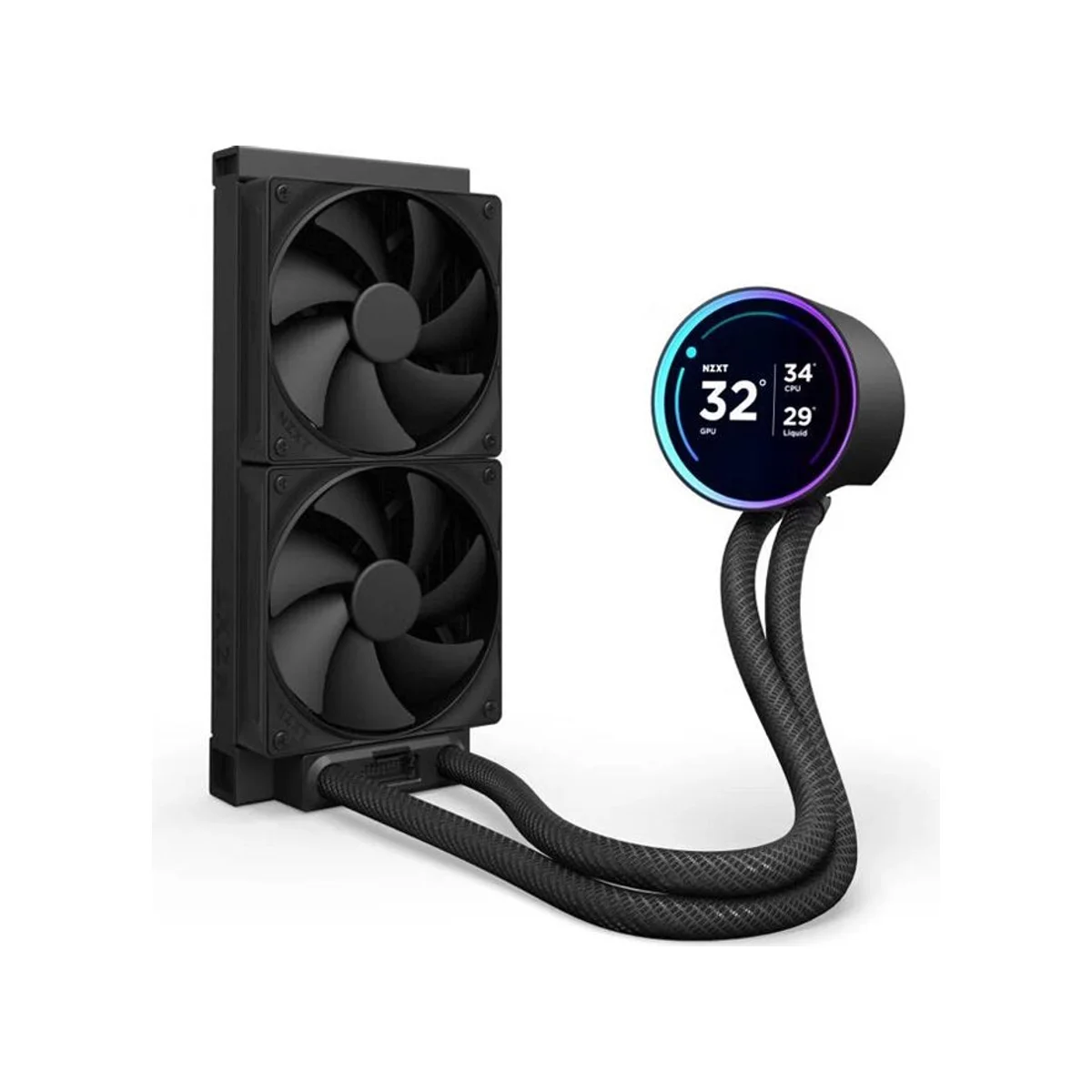 NZXT Kraken Elite 240 PWM AIO CPU Liquid Cooler (Black) - 240mm Radiator, 2.72-inch LCD Display, High Static Pressure Fans - RL-KN24E-B2 view 2
