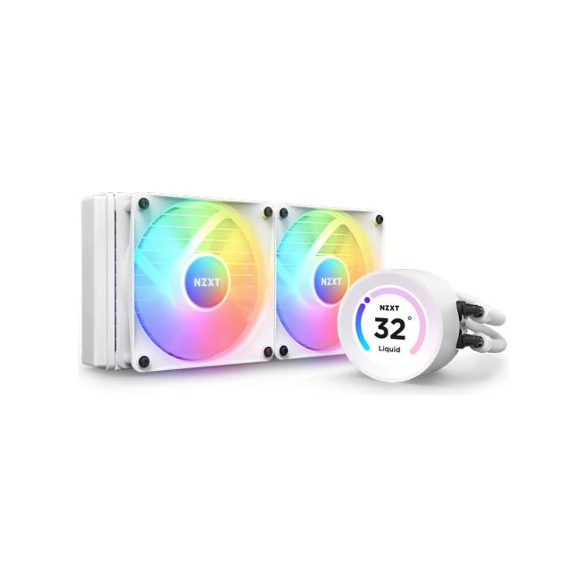 NZXT Kraken Elite 240 RGB 240mm LCD Display AIO CPU Liquid Cooler - White - RL-KR24E-W1