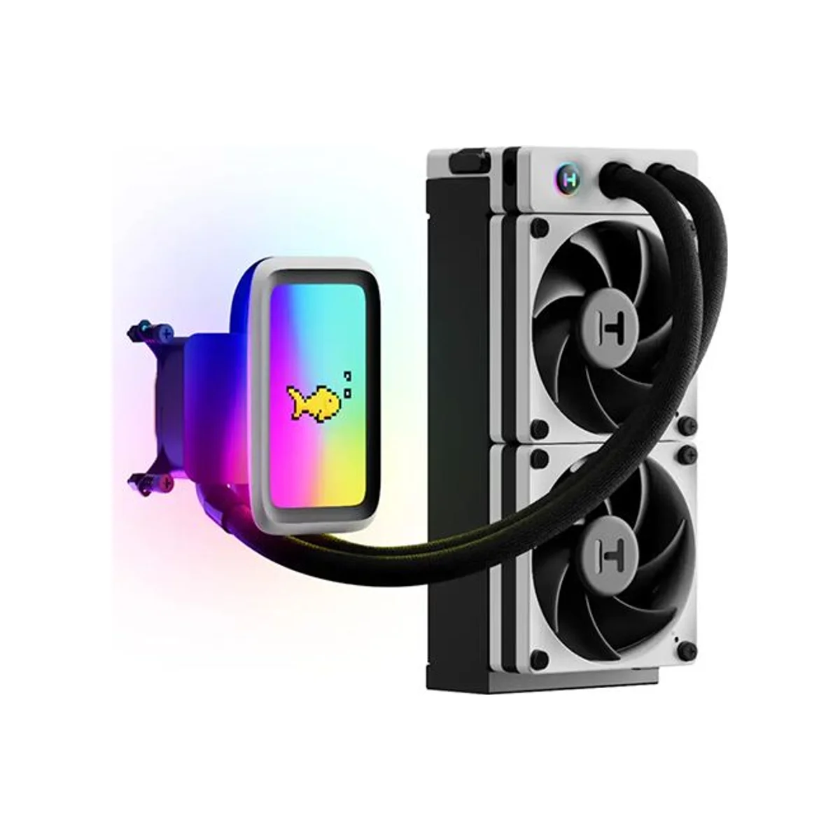 HYTE THICC Q60 240mm IPS Display AIO CPU Liquid Cooler - White - FAN-HYTE-Q60-BW