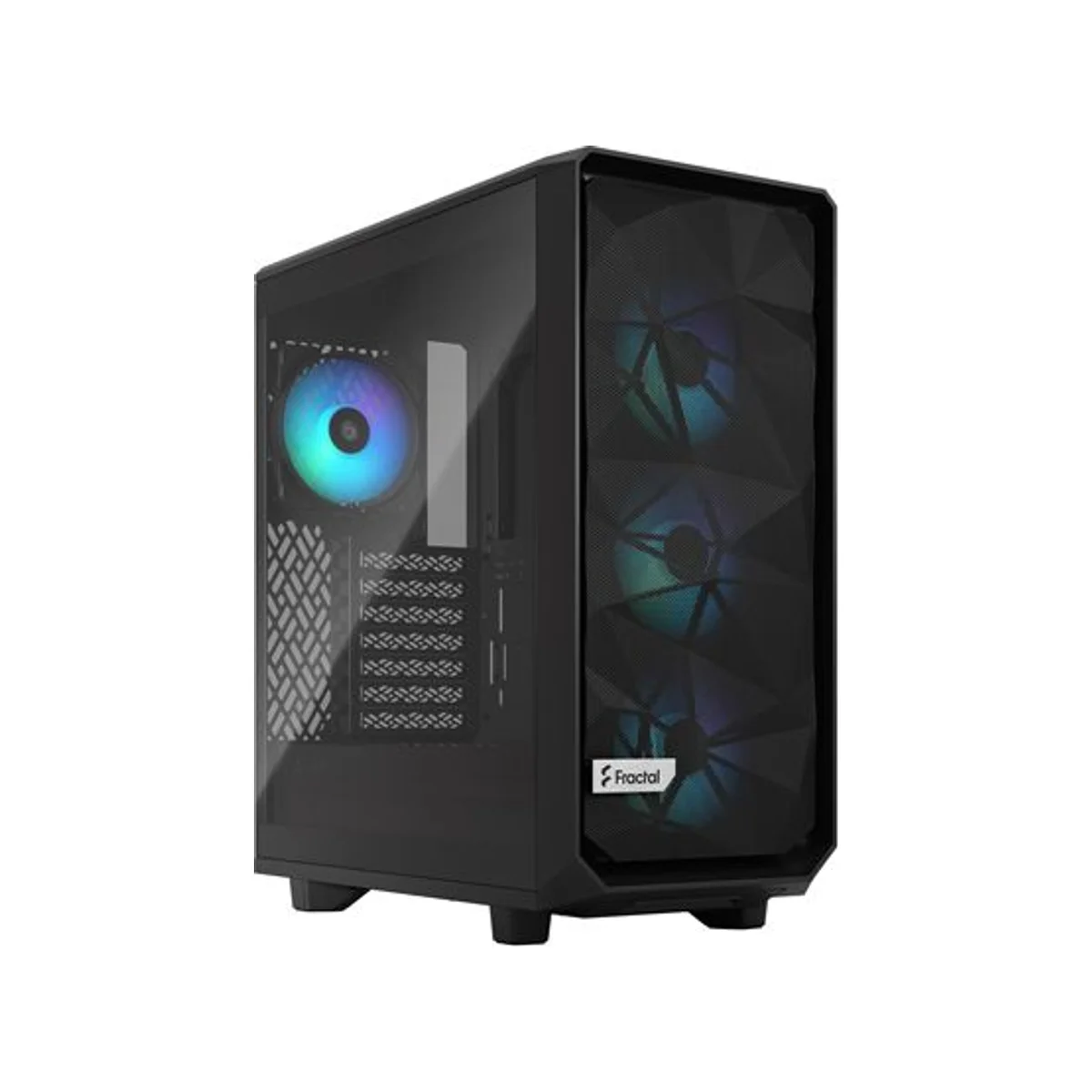 Fractal Design Meshify 2 Compact RGB Tempered Glass Light Tint ATX Mid Tower ATX Gaming Case - Black 3x RGB Fans – FD-C-MES2C-06