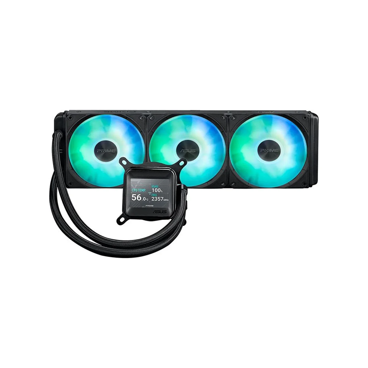 ASUS Prime LC 360mm ARGB LCD CPU Liquid Cooler - Black (3x 120mm ARGB Fans, 2.3" LCD, Copper Plate, AM4/AM5, LGA1700) - 90RC00Z1-B0EAY0