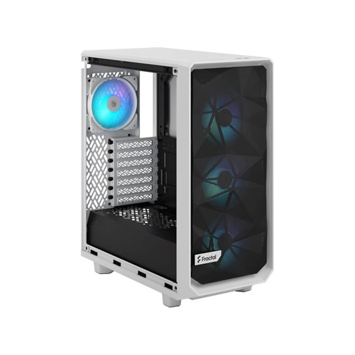 Fractal Design Meshify 2 Compact RGB Tempered Glass Clear Tint ATX Mid Tower ATX Gaming Case - White 3x RGB Fans – FD-C-MES2C-08 view 5