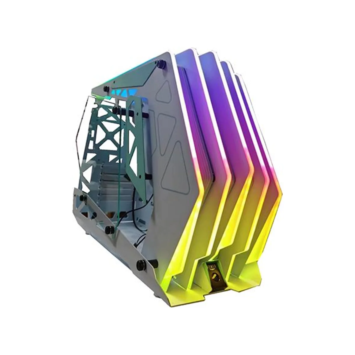 Xander Spectrum Strip Tempered Glass Airflow ARGB E-ATX Gaming Case - White - WCA0399 view 2