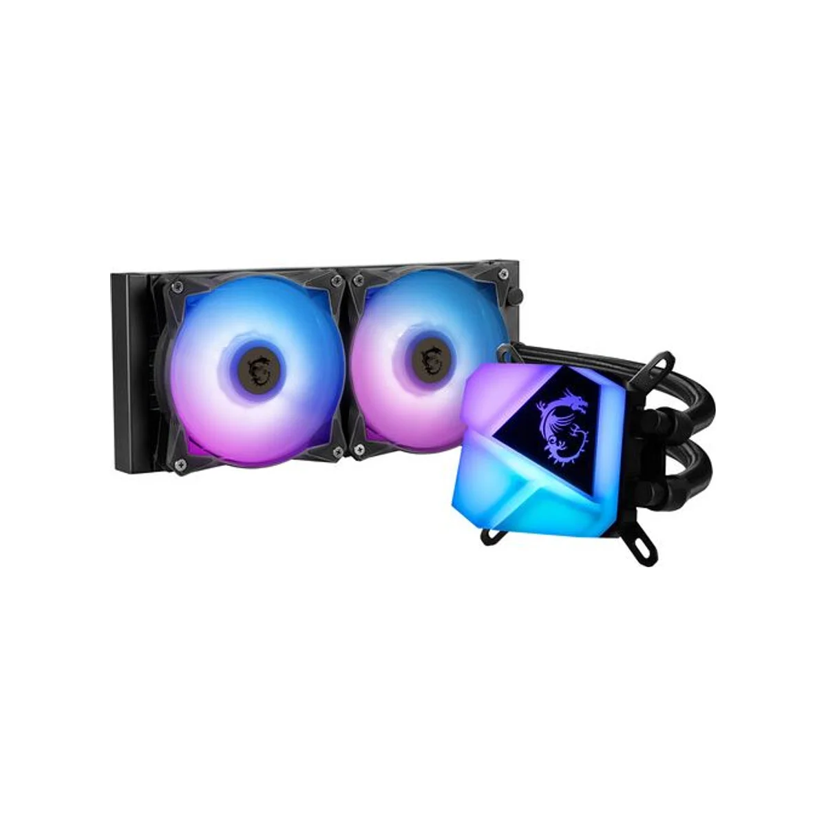 MSI MAG CORELIQUID C240 ARGB CPU Liquid Cooler (120mm Fans, RGB Lighting, PWM Control) - 306-7ZW2R11-813 view 2