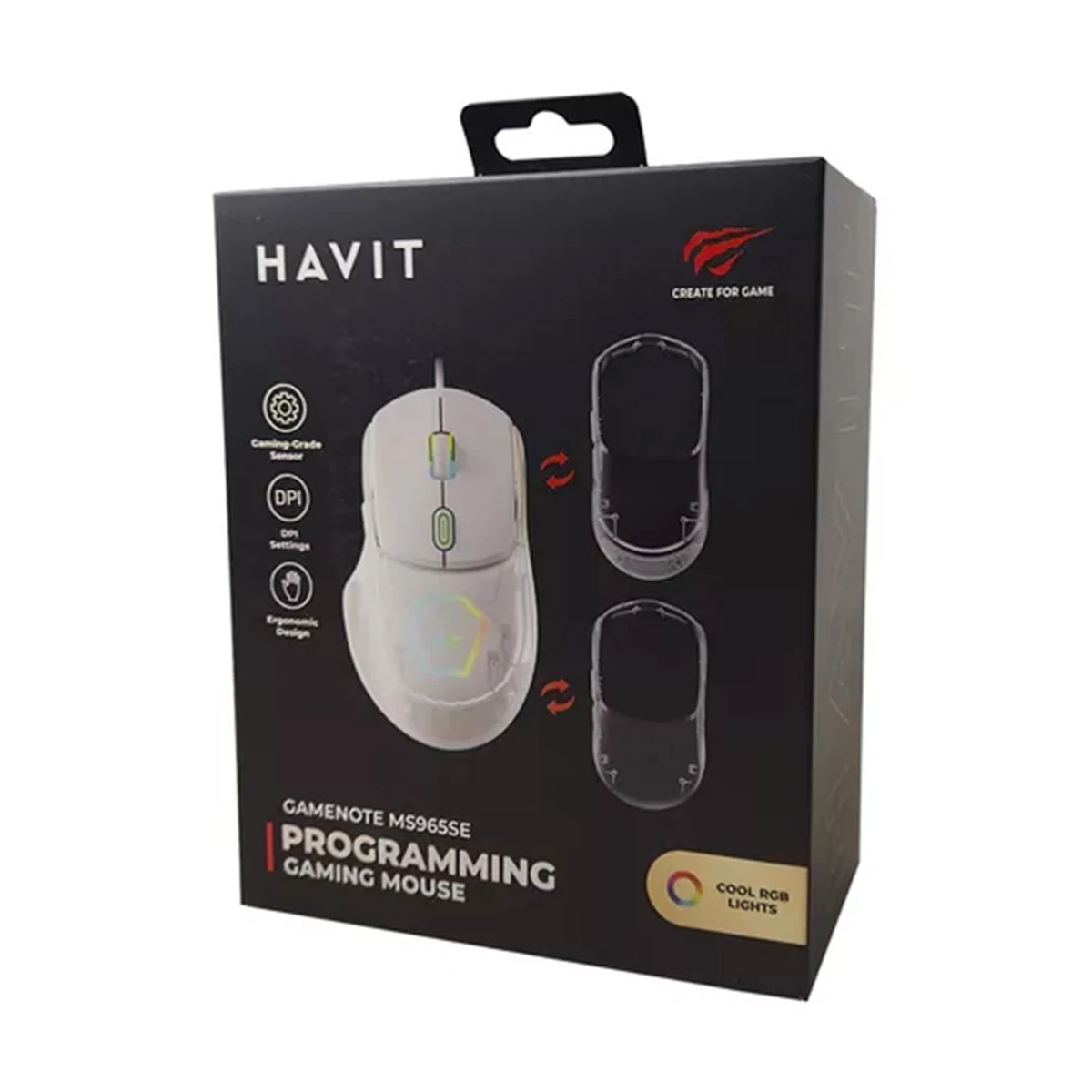 HAVIT White RGB 3-in-1 Wired Gaming Mouse (12800 DPI, 7 Buttons, USB) - MS965SE view 4