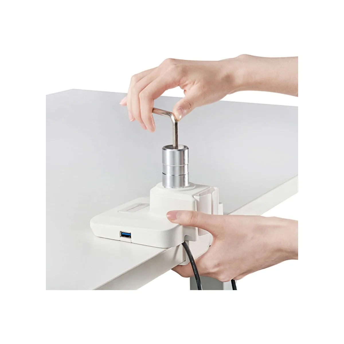 SilverStone ARM14 Single Monitor VESA Mounting Mechanical Arm (White) (17"-49", Up to 20kg, Clamp/Grommet) - SST-ARM14W view 5
