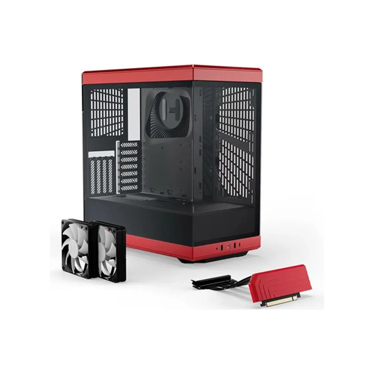 HYTE Y40 Panoramic Glass PCIe 4.0 Riser 4-Slot Vertical GPU Mid-Tower ATX Gaming Case - Black/Red – CS-HYTE-Y40-BR view 2