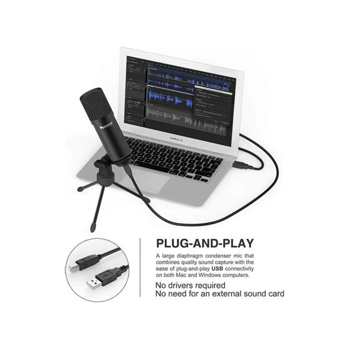 FIFINE K730 USB Desktop Microphone (Cardioid, Plug and Play, PC/Mac Compatible) - K730 view 3