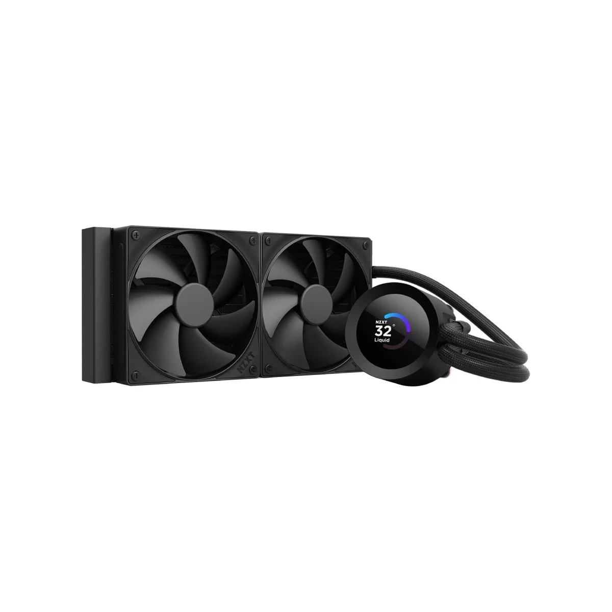 NZXT Kraken Plus 240 Liquid Cooler - Black (1.54" LCD, Intel/AMD, F120P Fans) - RL-KN240-B2