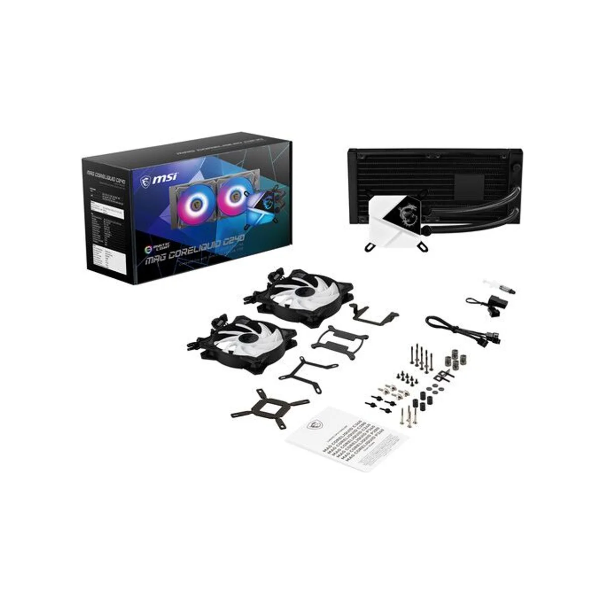 MSI MAG CORELIQUID C240 ARGB CPU Liquid Cooler (120mm Fans, RGB Lighting, PWM Control) - 306-7ZW2R11-813 view 5