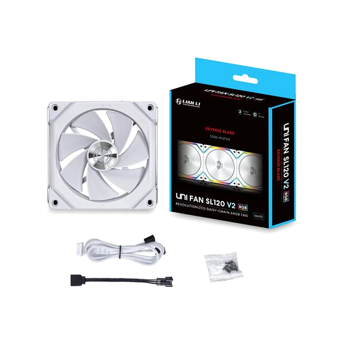 Lian Li UNI FAN SL120 V2 REVERSE BLADE Fan - White - UF-RSL120V2-1W view 4