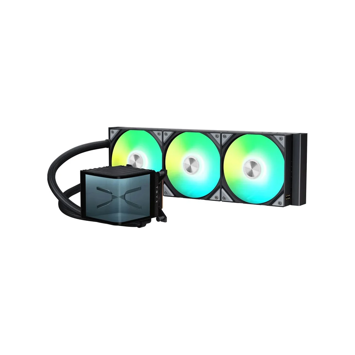 TRYX PANORAMA ARGB 360 ARGB AIO CPU Liquid Cooler - Black (360mm Radiator, AMOLED Screen, ARGB Fans) - L-P360A-AS3M-G0K