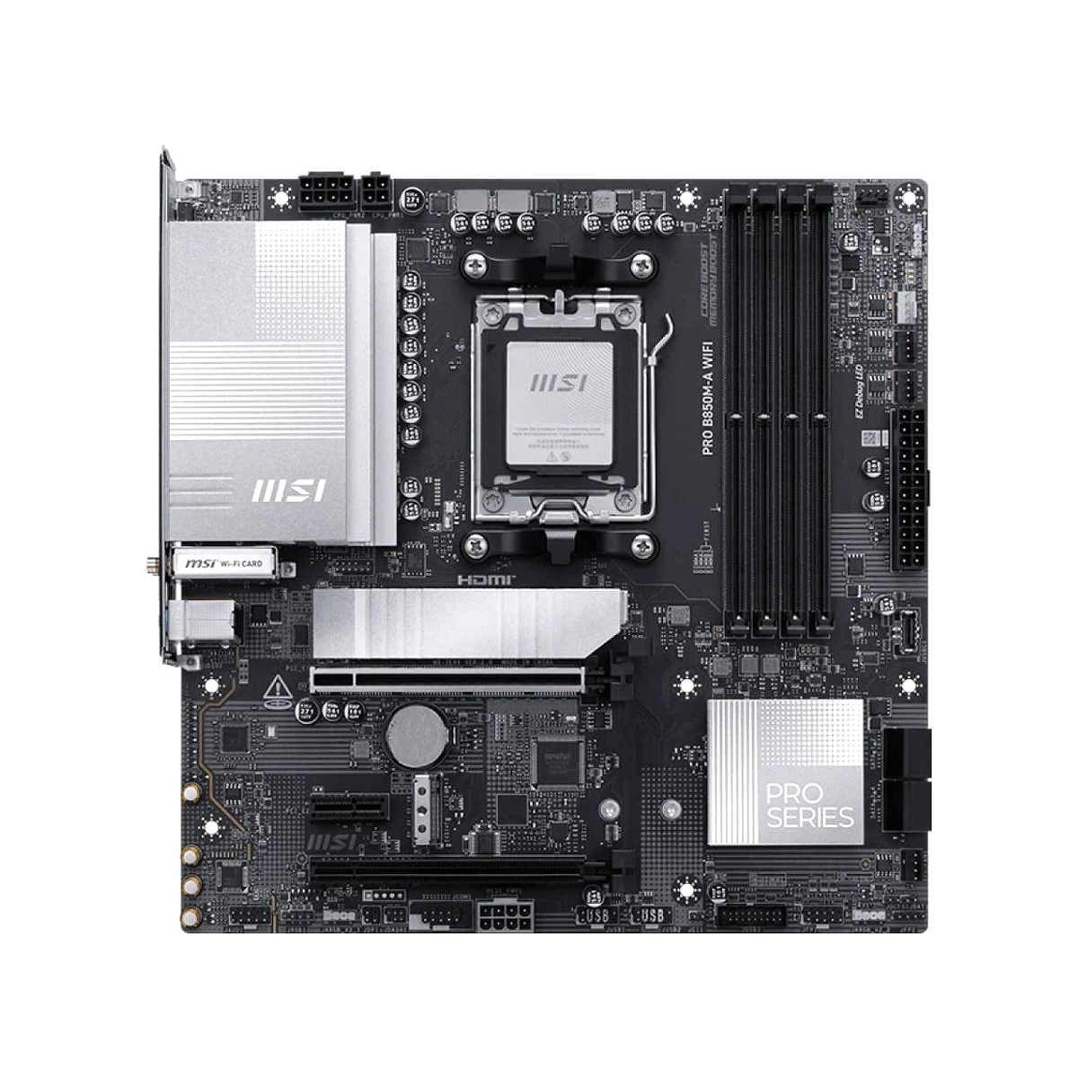 MSI PRO B850M-A WIFI mATX AM5 DDR5 Motherboard - Black - 911-7E66-002 view 2