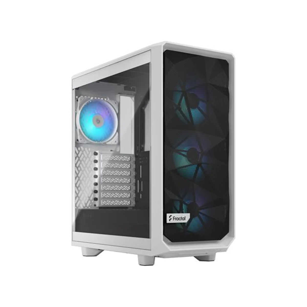 Fractal Design Meshify 2 Compact RGB Tempered Glass Clear Tint ATX Mid Tower ATX Gaming Case - White 3x RGB Fans – FD-C-MES2C-08