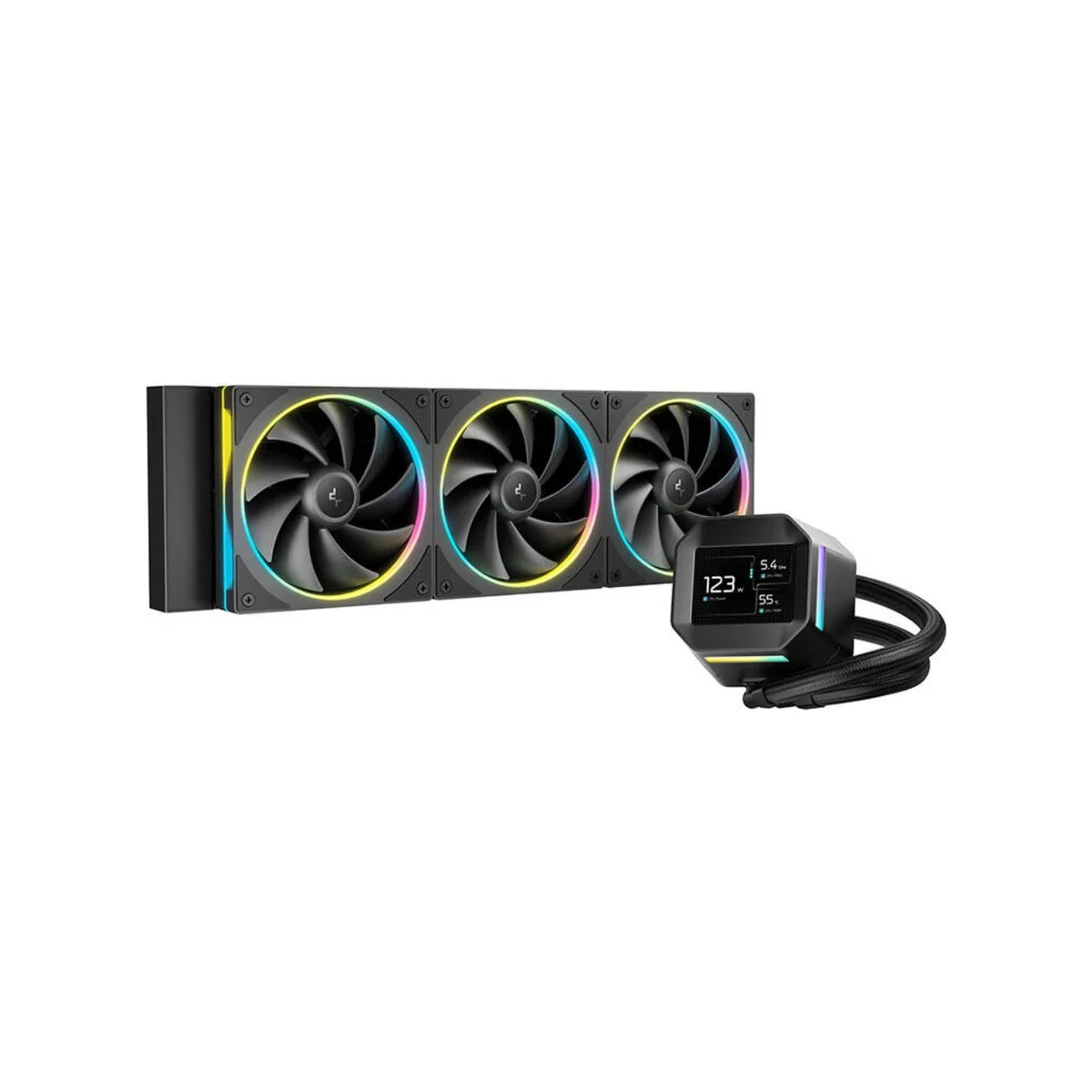 DEEPCOOL LM360 360mm Radiator CPU Liquid Cooler (Black, 2.4" IPS Display, Addressable RGB) - R-LM360-BKDMMC-1