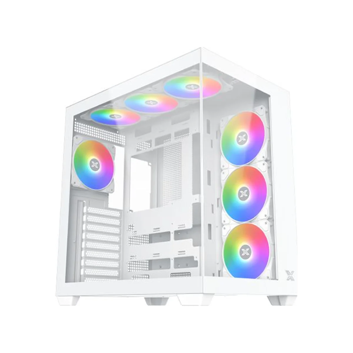 Xigmatek Aqua V Air Arctic ARGB Tempered-Glass Mid-Tower ATX Gaming Case - White – EN45837