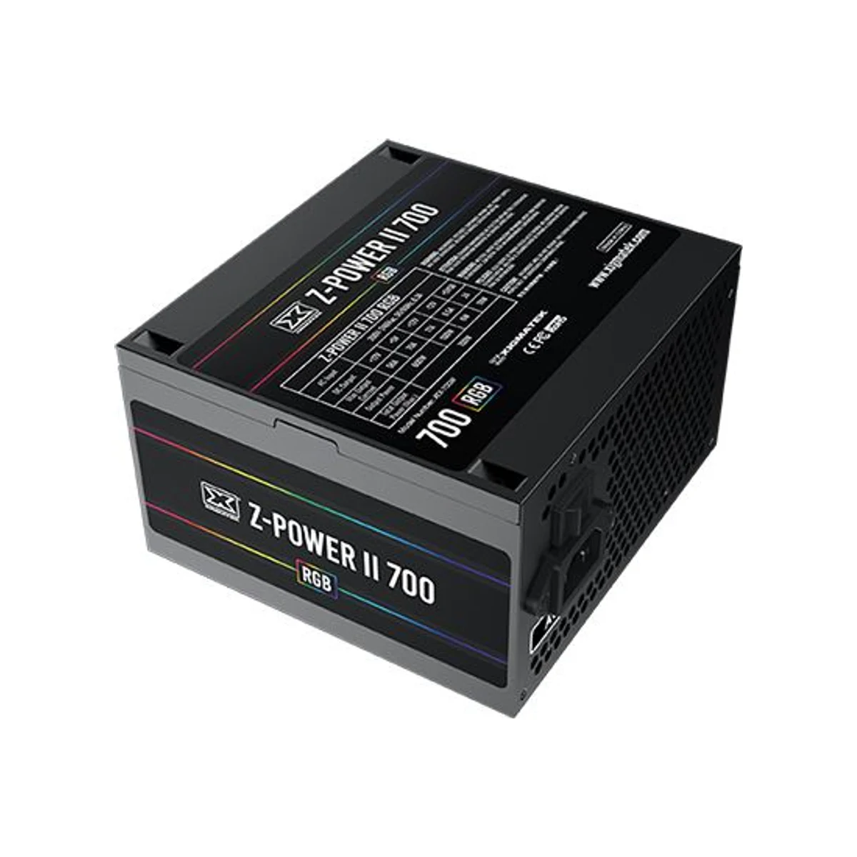 XIGMATEK Z-POWER II RGB 700W Power Supply - Black (120mm RGB Fan, Single +12V Rail, Compact Size, Active PFC) - EN42836 view 4