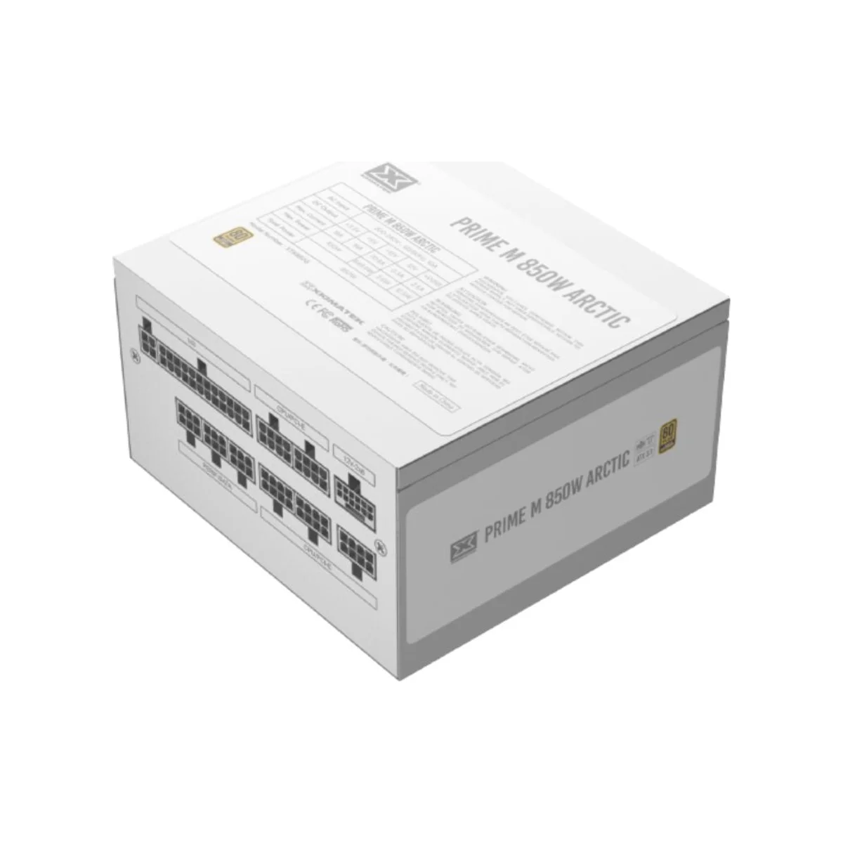 XIGMATEK Prime M 850W Arctic 80 PLUS Gold Power Supply (850W, 80+ Gold, ATX 3.1, PCIe 5.1) - EN48098 view 2