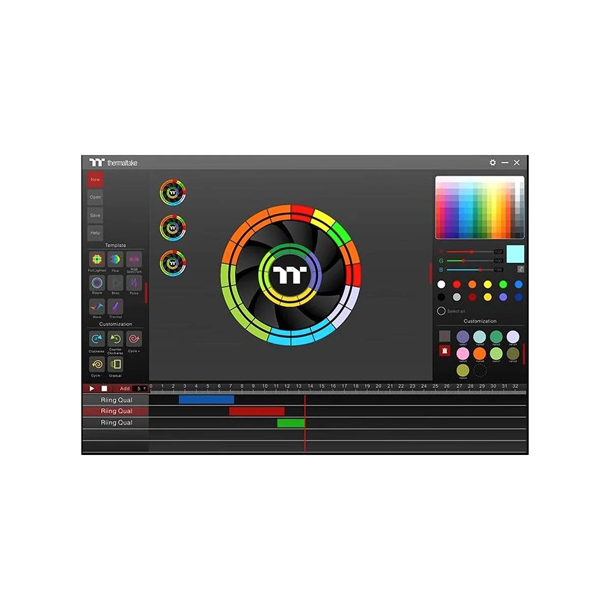 Thermaltake Riing Quad 14 RGB Radiator Fan TT Premium Edition 3 Pack (Controller included) view 6