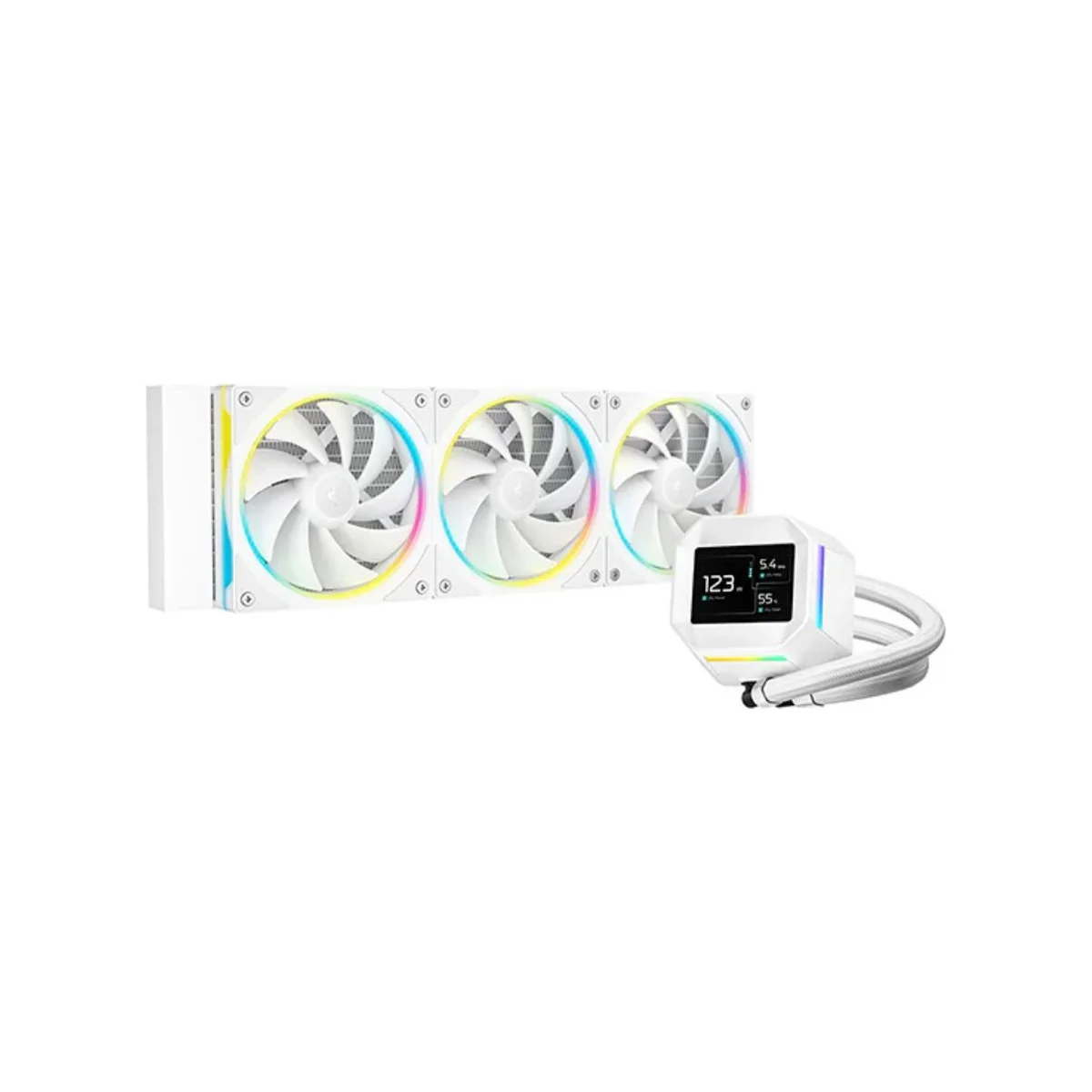DEEPCOOL LM360 360mm Liquid CPU Cooler - White (2.4" IPS Display, Addressable RGB) - R-LM360-WHDMMC-1