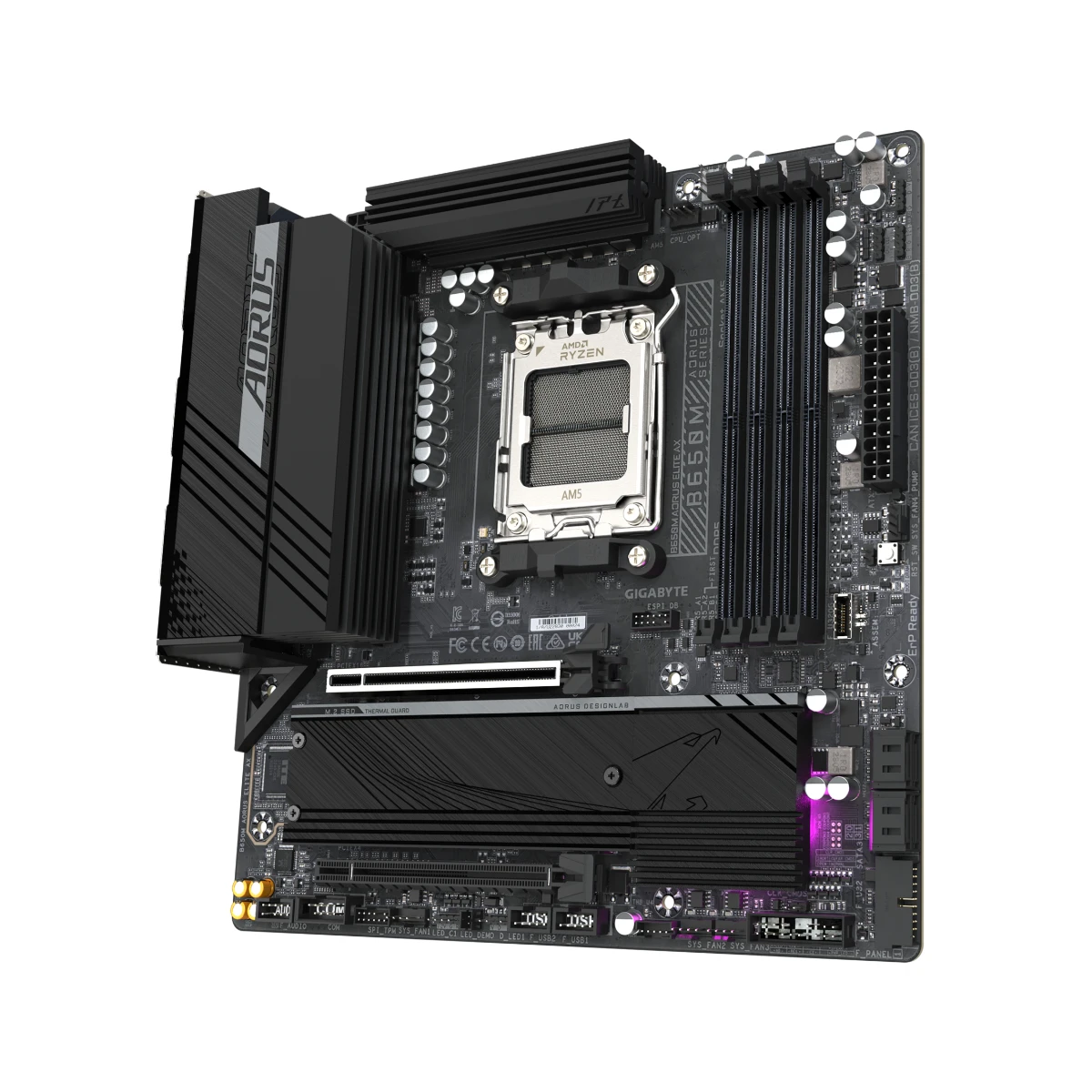 Gigabyte B650M AORUS Elite AX AMD AM5 Micro-ATX Gaming Motherboard DDR5 - B650M-AORUS-ELITE-AX view 4