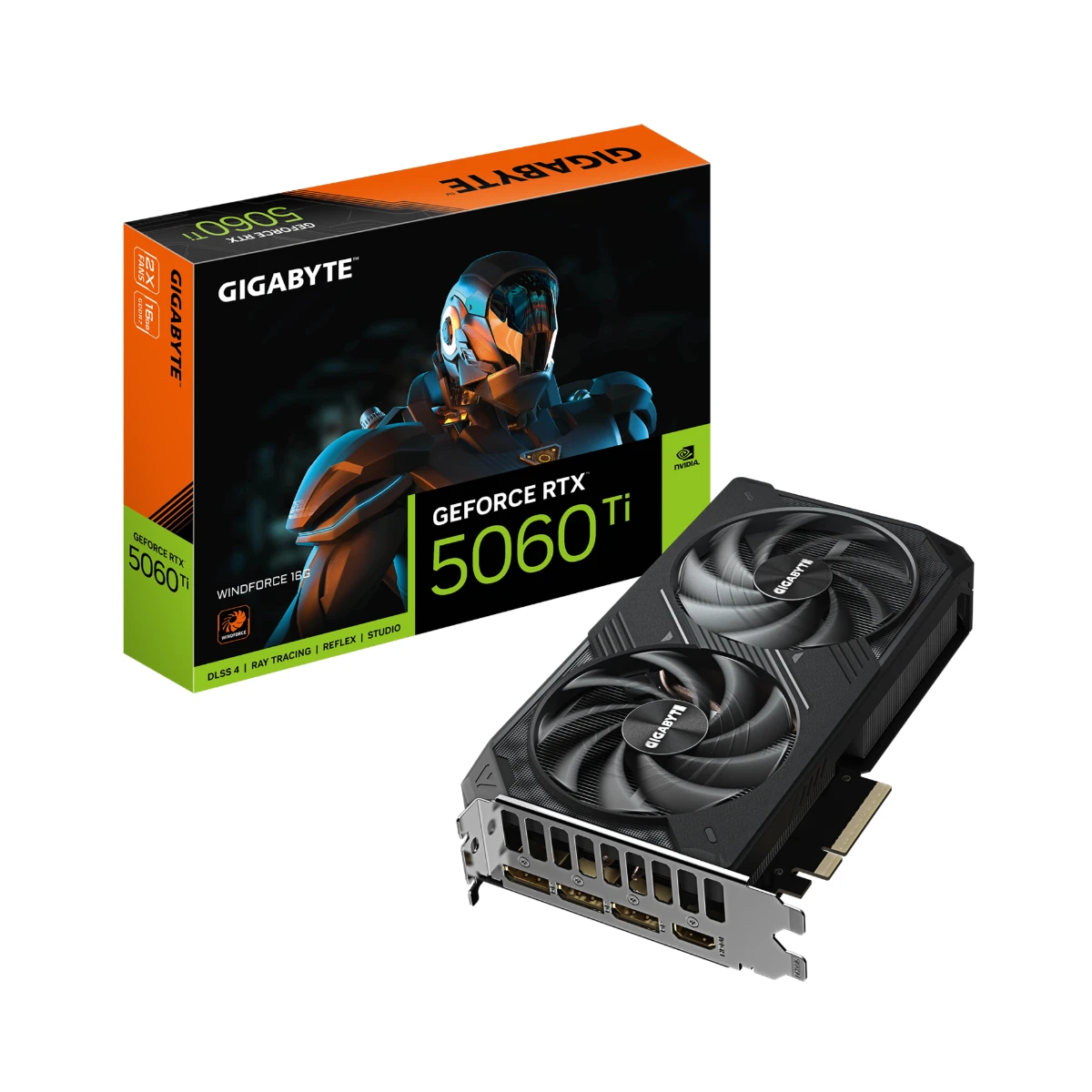 Gigabyte NVIDIA GeForce RTX 5060 Ti WINDFORCE 16G Graphics Card, 16GB GDDR7, DLSS 4 - GV-N506TWF2-16GD