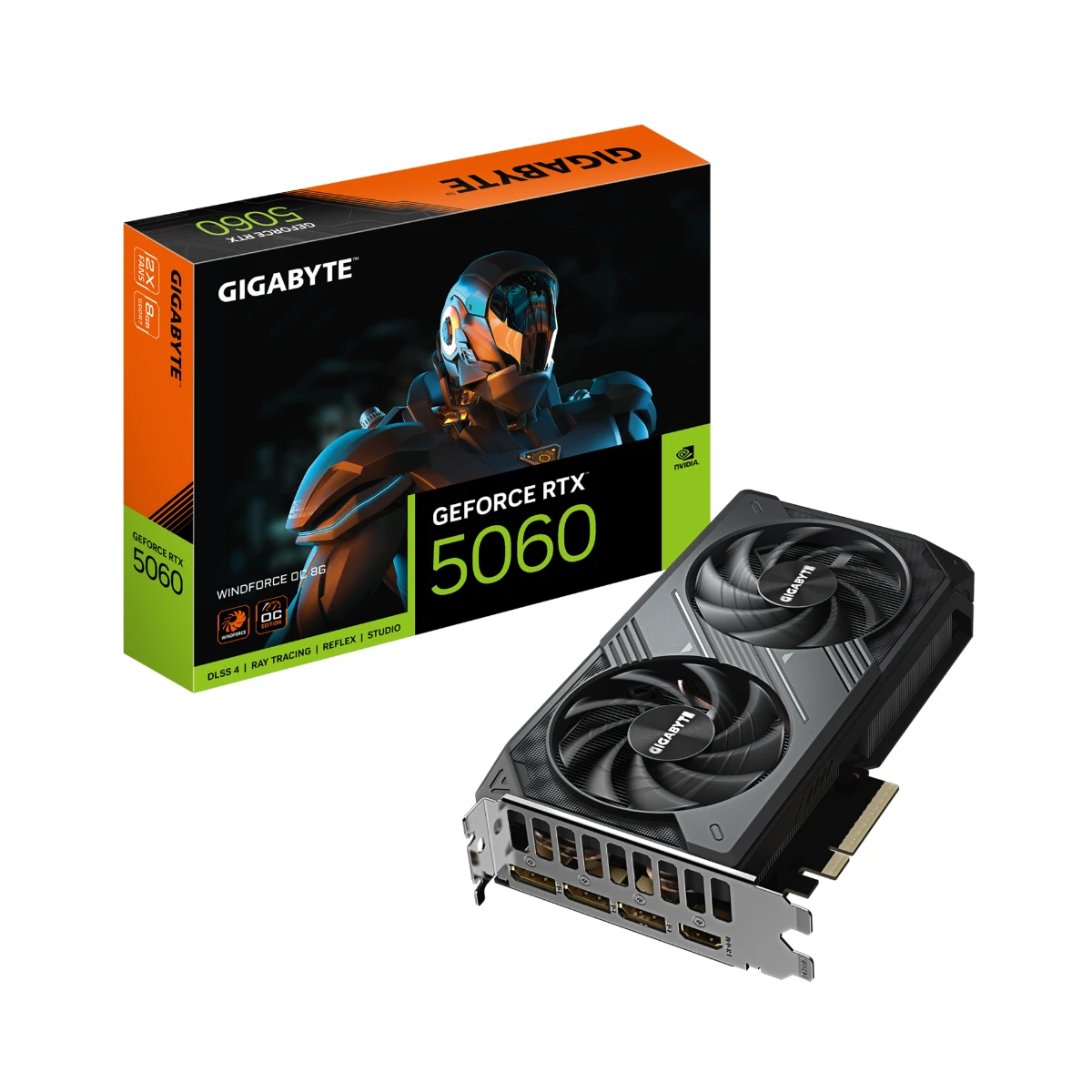 Gigabyte GeForce RTX 5060 WINDFORCE OC 8G Graphics Card, 8GB GDDR7, DLSS 4 - GV-N5060WF2OC-8GD