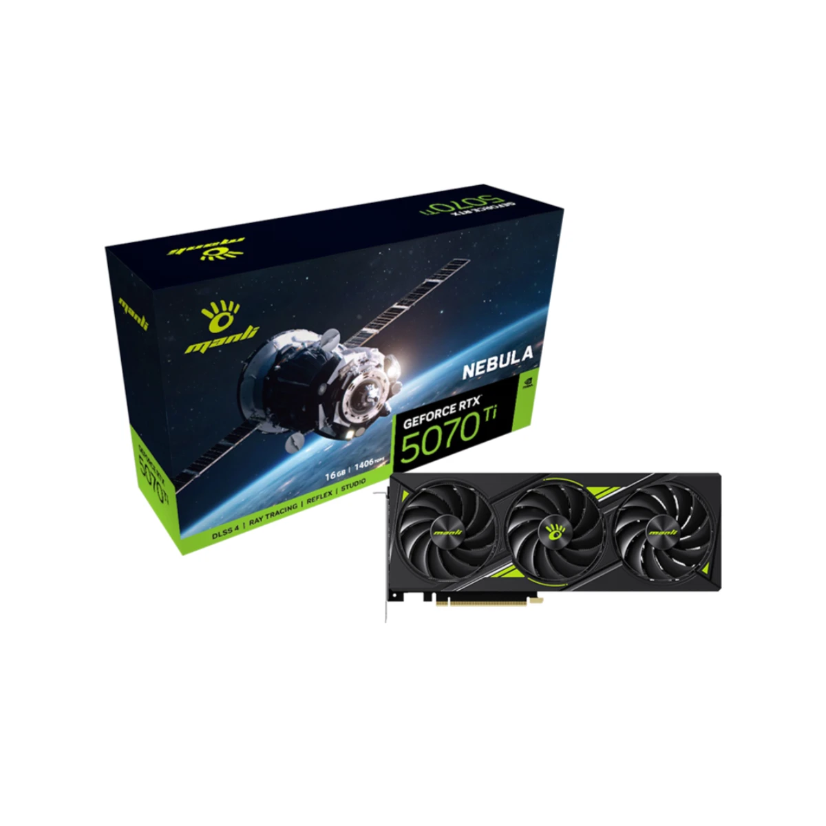 MANLI Nebula GeForce RTX 5070 Ti Triple Cooler Graphics Card, 16GB GDDR7, DLSS 4 - N765507TIM36390