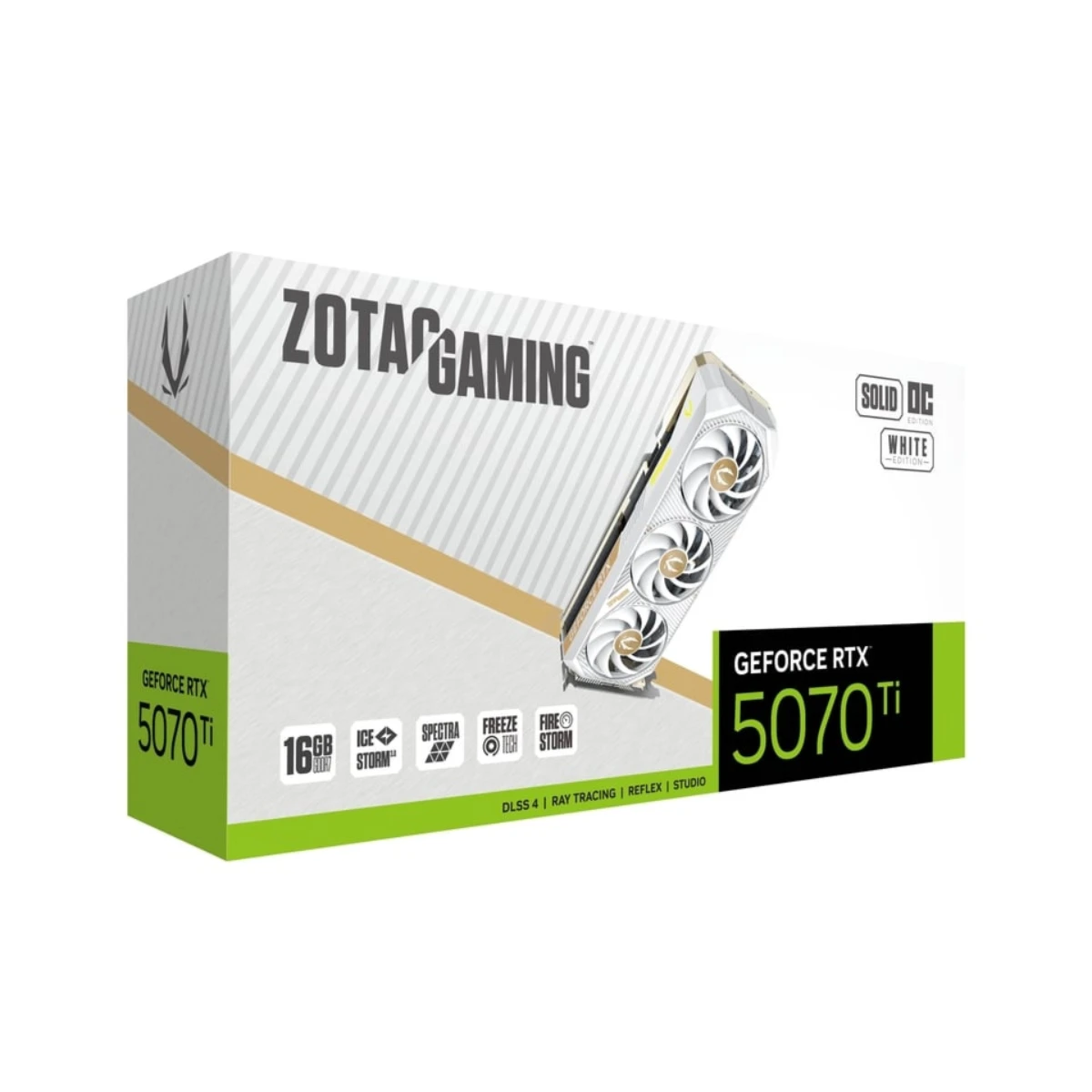 ZOTAC GAMING GeForce RTX 5070 Ti SOLID CORE OC White Graphics Card, 16GB GDDR7, DLSS 4 - ZT-B50710Q2-10P