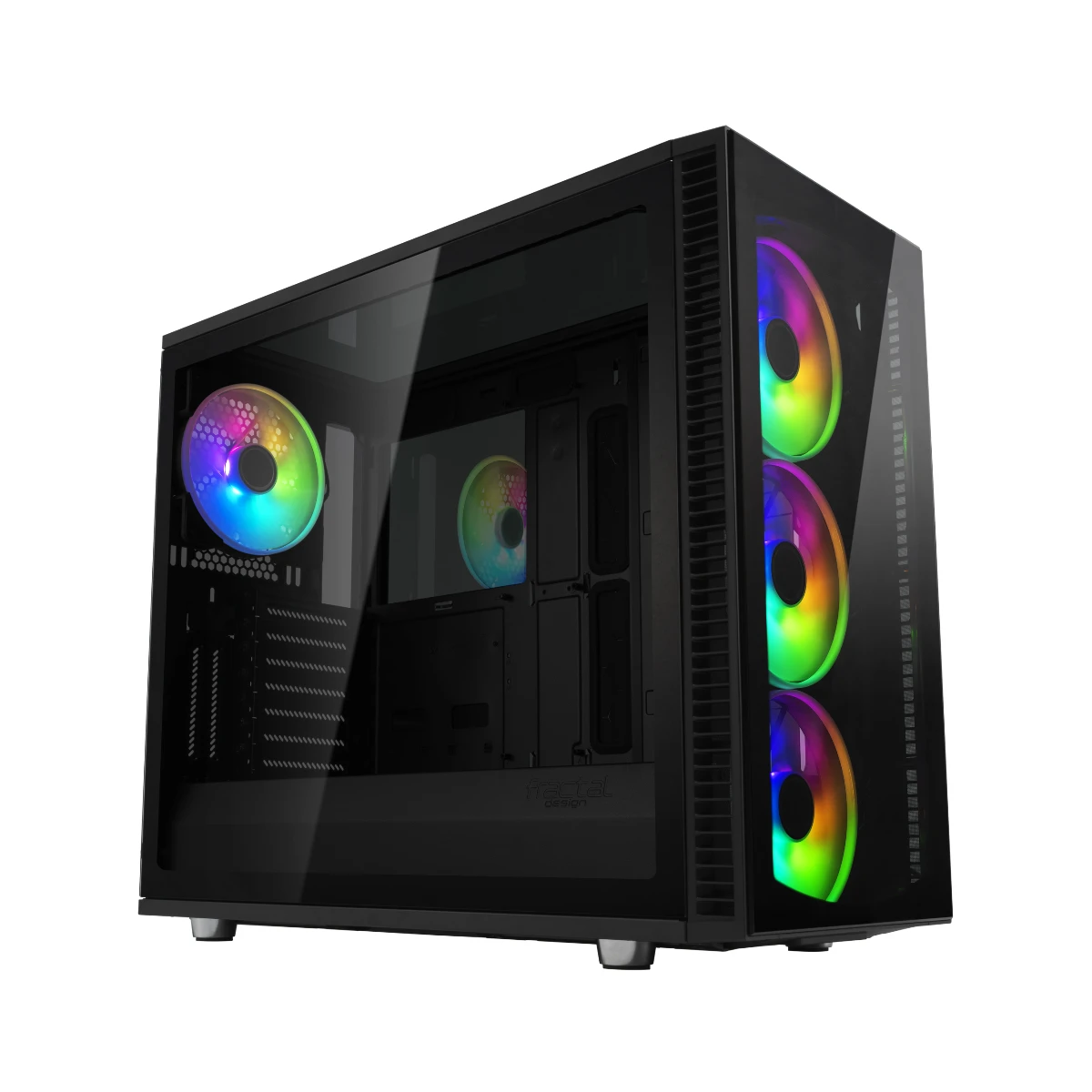 Fractal Design Define S2 Vision RGB Tempered Glass ATX Mid Tower E-ATX Gaming Case - Black 4x RGB Fans – FD-CA-DEF-S2V-RGB-BKO-TGD view 4