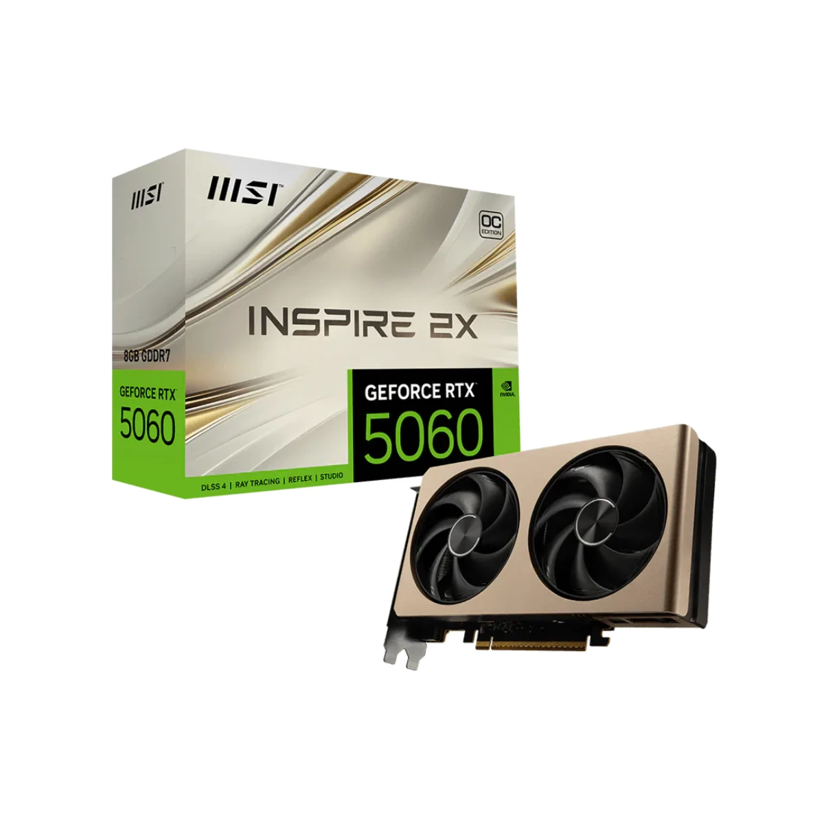 MSI GeForce RTX 5060 INSPIRE 2X OC Graphics Card, 8GB GDDR7, DLSS 4 - 912-V537-020