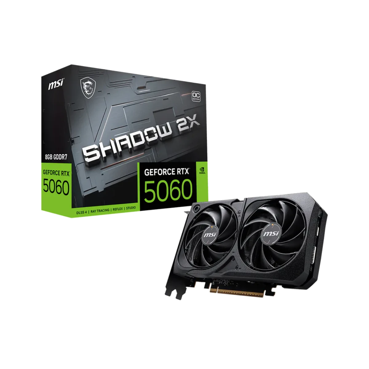 MSI GeForce RTX 5060 8G SHADOW 2X OC Graphics Card, 8GB GDDR7, DLSS 4 - 912-V537-019