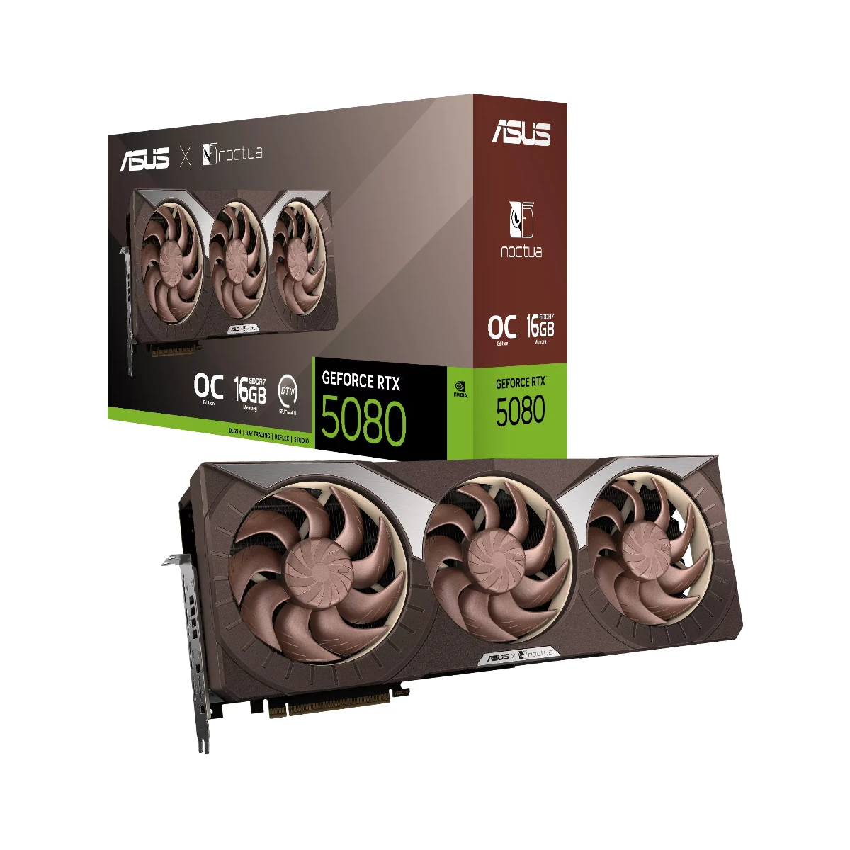 ASUS GeForce RTX 5080 Noctua OC Edition Graphics Card, 16GB GDDR7, DLSS 4 - 90YV0M32-M0NA00