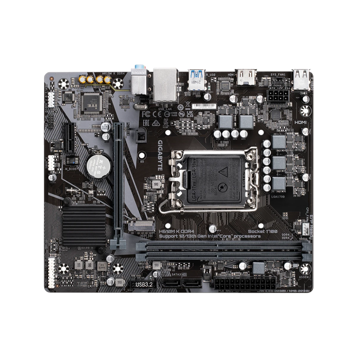 Gigabyte H610 Micro-ATX DDR4 LGA 1700 Motherboard | H610MK-DDR4 view 4