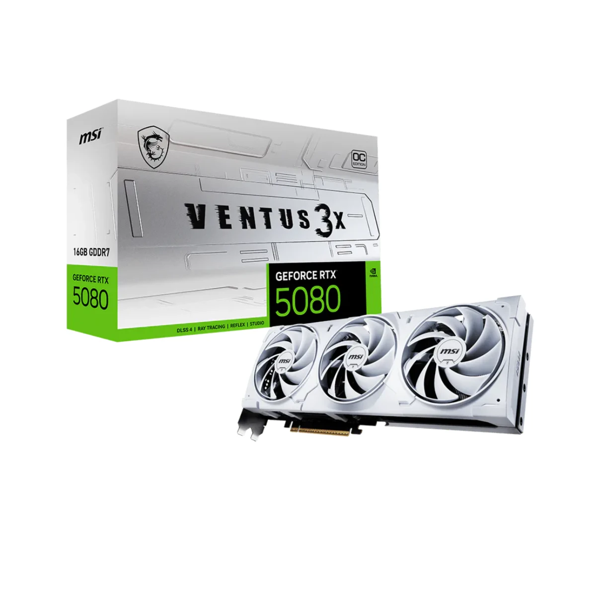 MSI GeForce RTX 5080 VENTUS 3X OC White Graphics Card, 16GB GDDR7, DLSS 4 - 912-V531-202