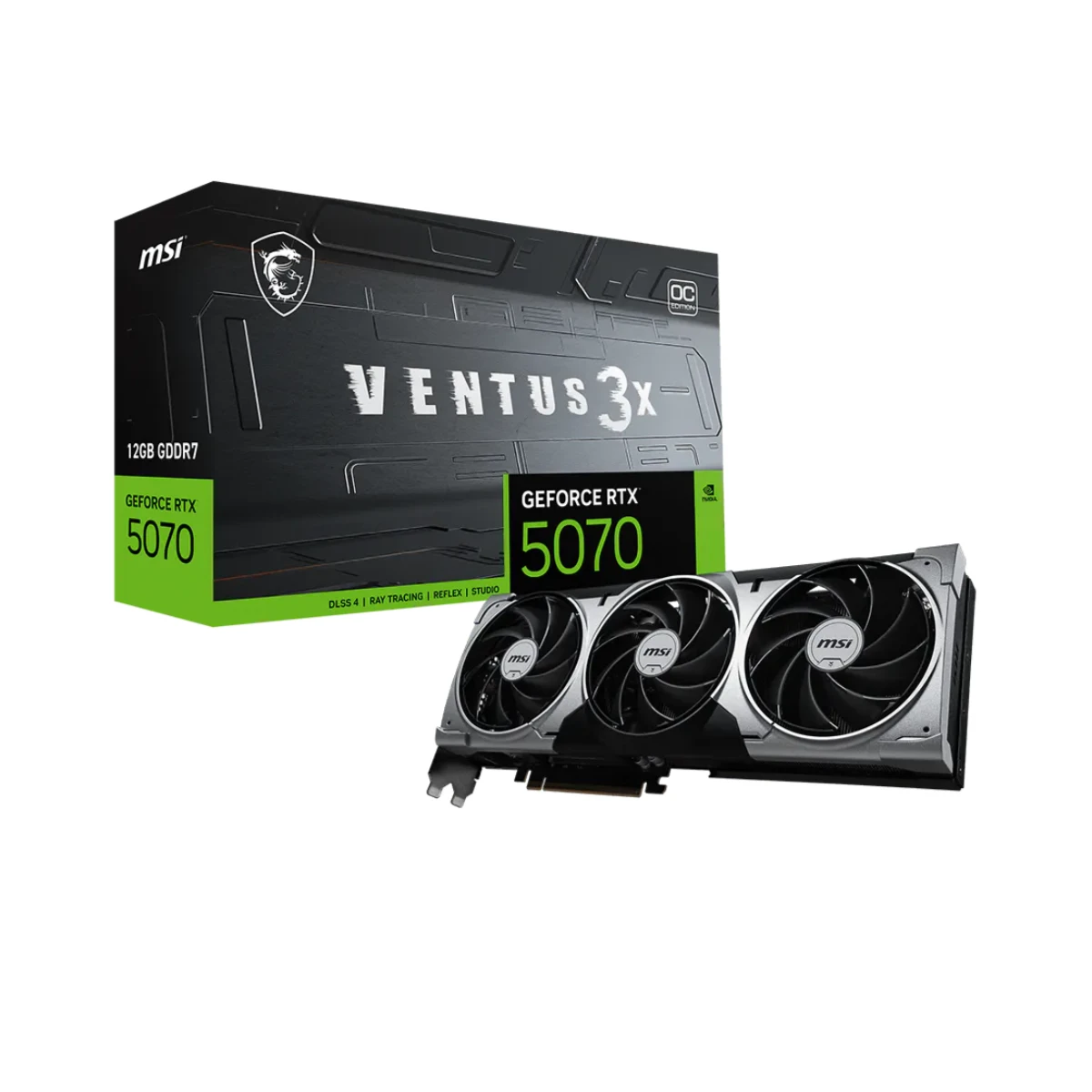 MSI GeForce RTX 5070 VENTUS 3X OC Graphics Card, 12GB GDDR7, DLSS 4 - 912-V532-007