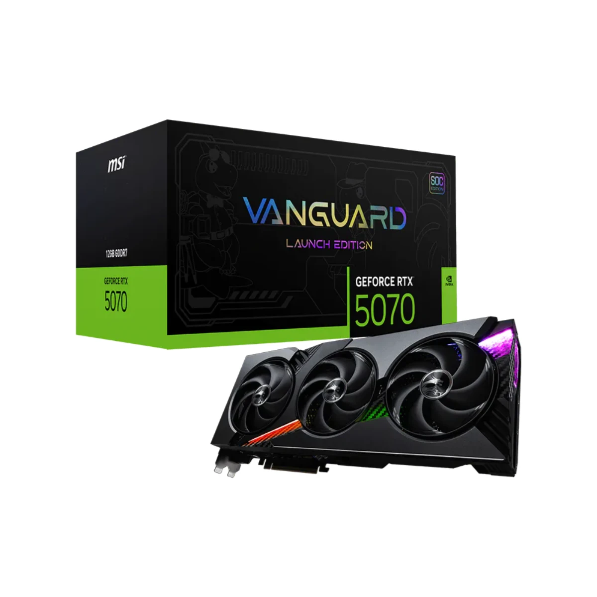 MSI GeForce RTX 5070 VANGUARD SOC LAUNCH EDITION Graphics Card, 12GB GDDR7, DLSS 4 - 912-V532-050