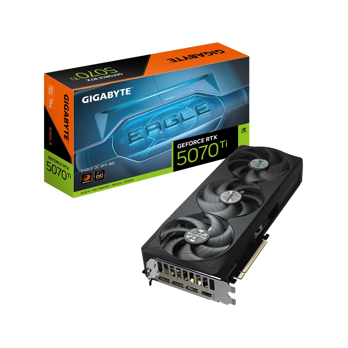GIGABYTE GeForce RTX 5070 Ti EAGLE OC SFF Graphics Card, 16GB GDDR7, DLSS 4 - GV-N507TEAGLEOC-16GD